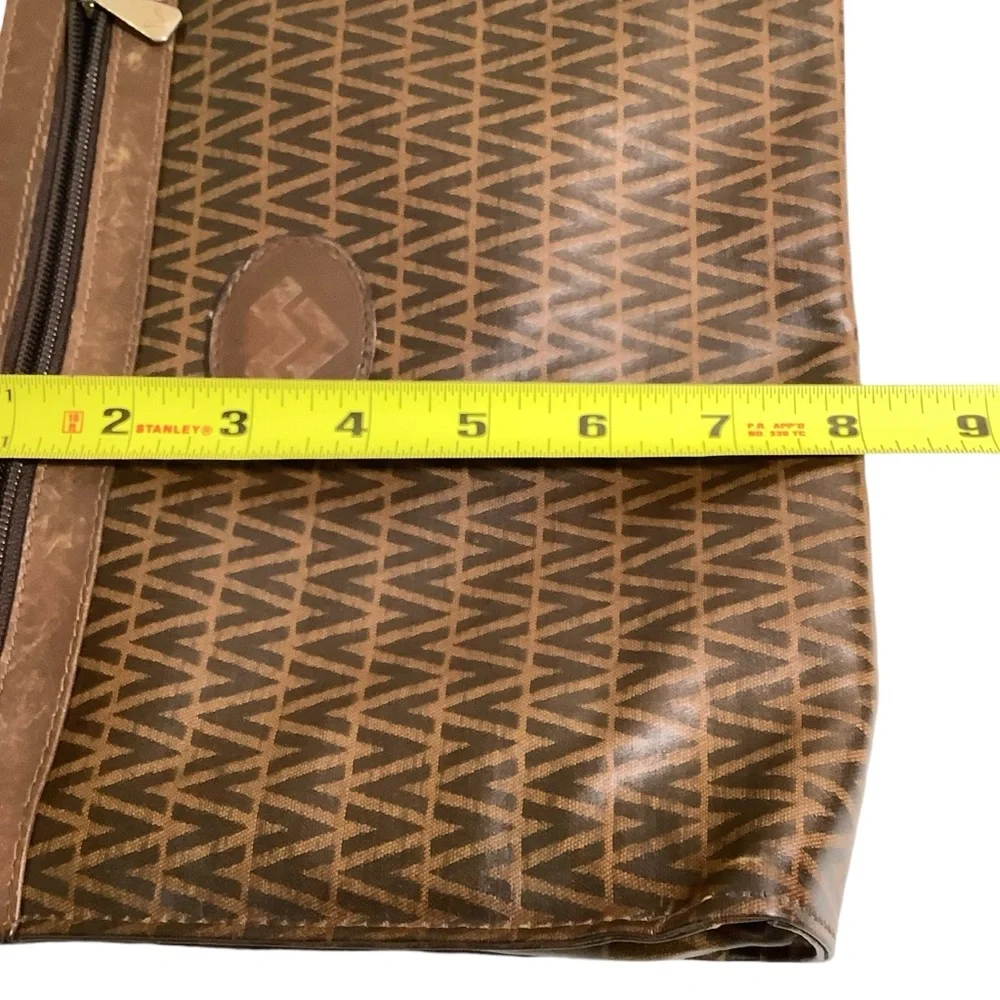 Mario Valentino Vintage Brown V-Pattern Clutch